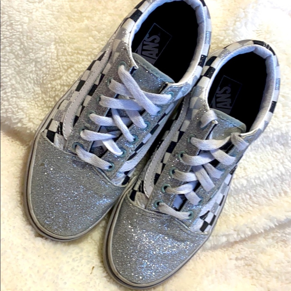 Glittery checkboard vans